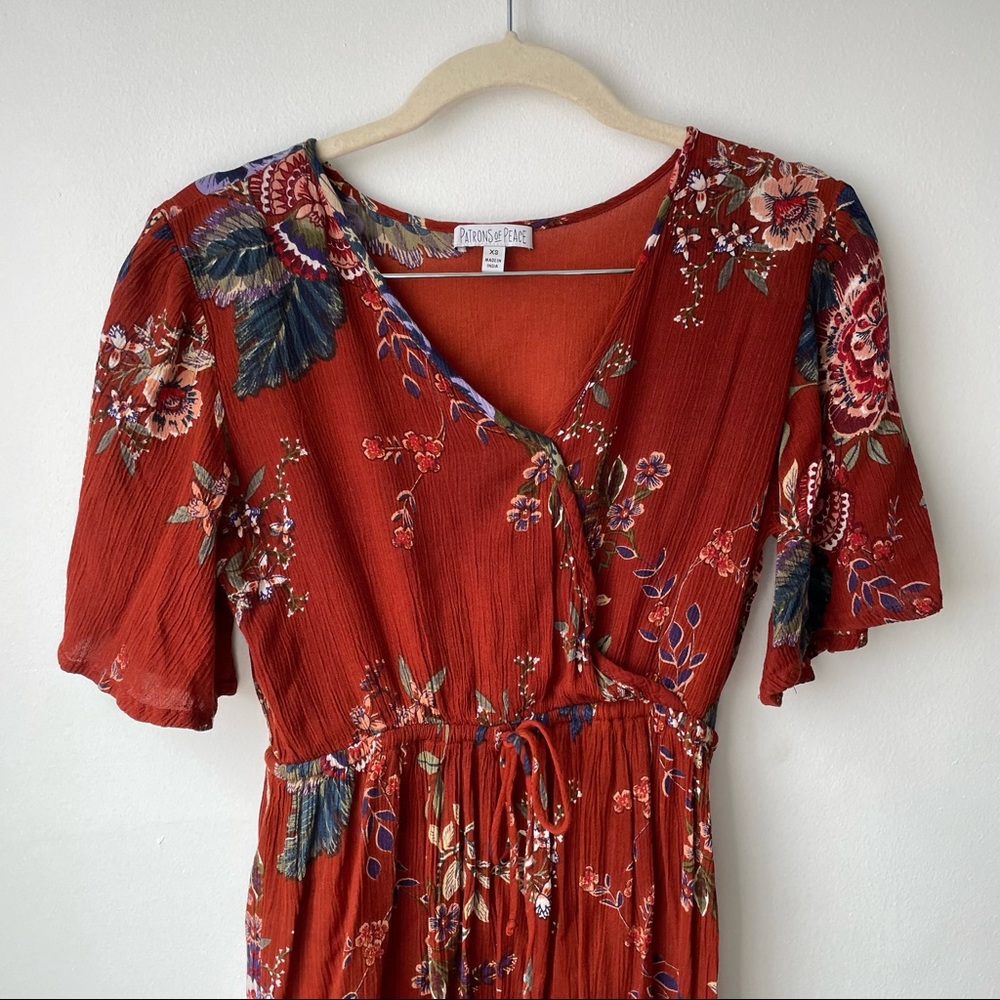 Patrons of Peace Terracotta Floral Round Hem Maxi Dress - Picture 2 of 3